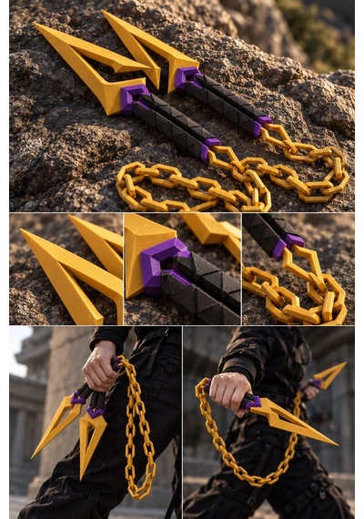 Kazanova Design Kuronami Valorant Plastik Dekoratif Figür Gerçek Boy Zincirli Oyuncu Hediyelik Altın