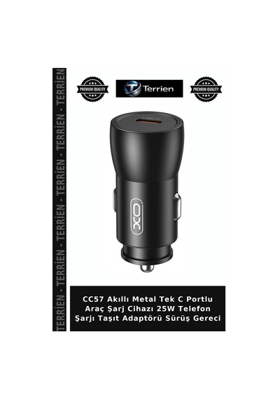 Cc57 Akıllı Metal Tek C Portlu Araç Şarj Cihazı 25w Telefon Şarjı Taşıt Adaptörü Sürüş Gereci