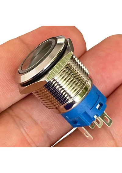 E1 19mm Metal Buton Kalıcılı 12-24v Kırmızı Led Işıklı 1no/1nc