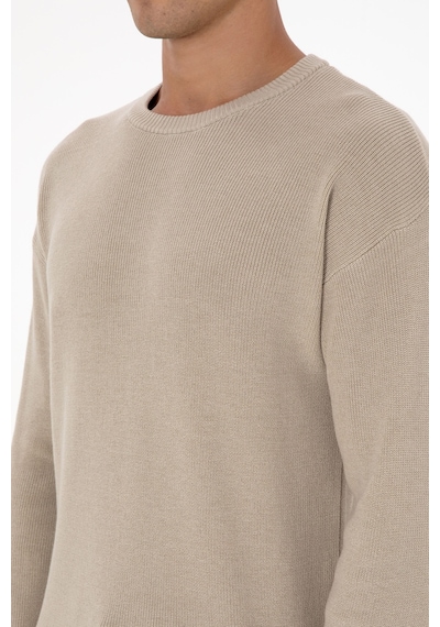 U.S. Polo Assn. Erkek Comfort Fit Bisiklet Yaka Taş Melanj Basic Kazak 50313679-VR225