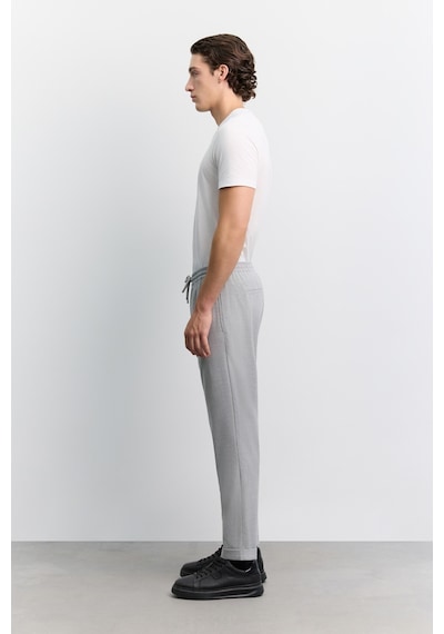 Avva Erkek Gri Beli Lastikli Bağcıklı Duble Paça Jogger Relaxed Fit Pantolon E003000