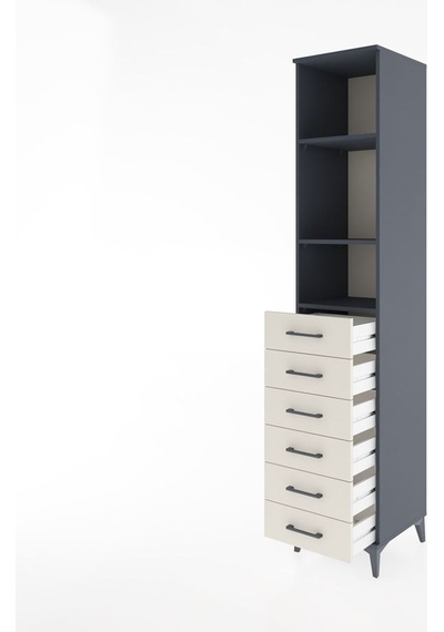 Hyperion Dolap 3 Raflı 6 Çekmeceli 44x44x221 Antrasit-aytaşı Antrasit