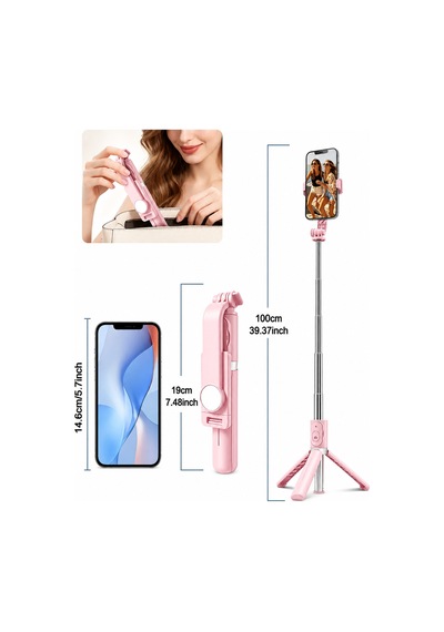 Concord 3'ü 1 Arada Bluetooth Selfie Çubuğu Tripod Kumandalı Telefon Tutucu Monopod 360 Döner