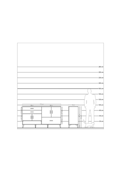 Hyperion Konsol 3 Raflı 3 Çekmeceli 4 Kapaklı 176x44x99 Çam-antra Çam-antrasit