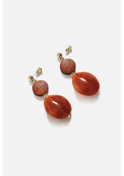 Oval Sallantılı Küpe Kahve