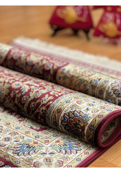 Mihrâb-ı Gülzâr Motifli 70x120 Cm İpek Seccade Bordo