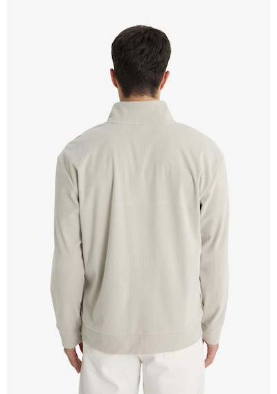 Defacto Regular Fit Dik Yaka Yarım Fermuarlı Fitilli Kadife Sweatshirt E9618ax25aubg766 Bej