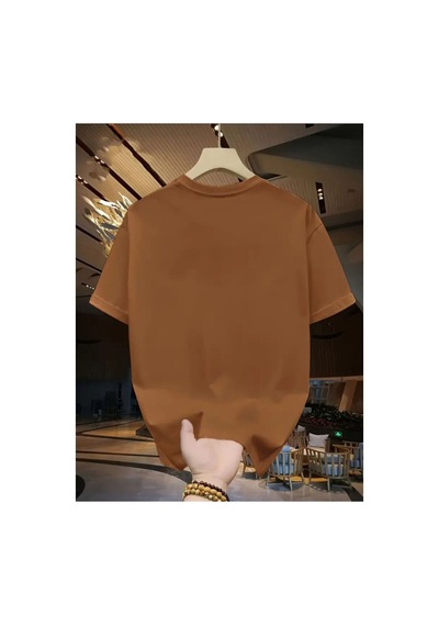 Medinenur Sevimli Tavşan Baskılı Basic T-shirt Kahverengi