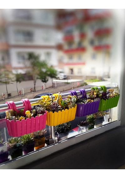 Poliwork Akasya Çit Desenli Askılı Balkon Saksısı 30 CM