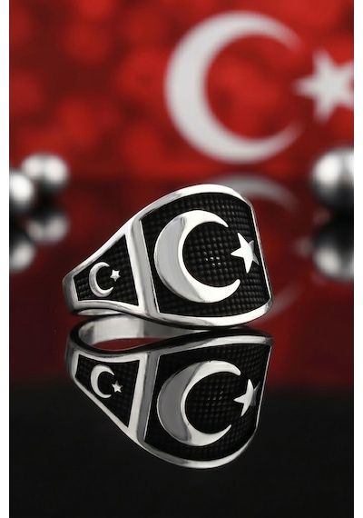 Ay Yıldızlı - Ay Yıldız 925 Ayar Gümüş Yüzük 902699