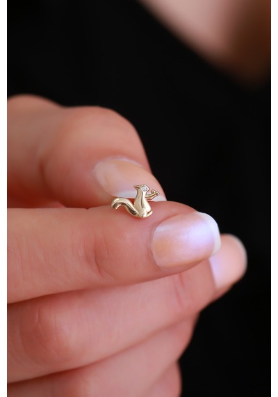 14 Ayar Altın Sincap Tragus Piercing Sarı