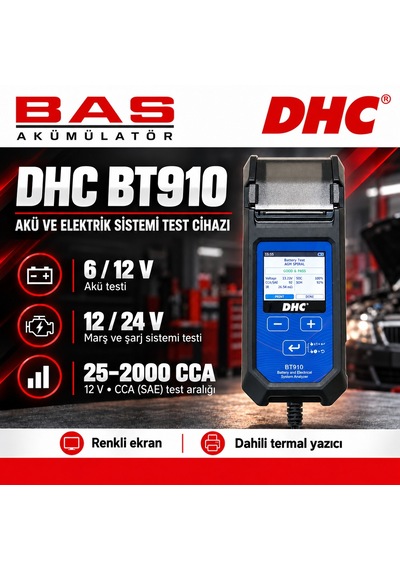 Bt-910 Akü Cca , Voltaj Ölçüm Test Cihazı Termal Yazıcılı