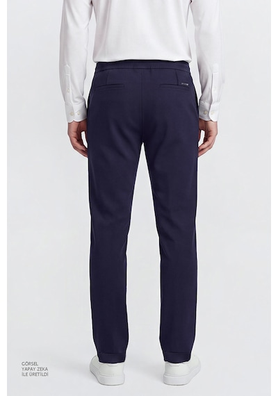 Ac&Co / Altınyıldız Classics Slim Fit Dar Kesim Beli Bağlamalı Yan Cepli Erkek Pantolon - Lacivert