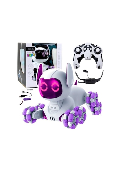 Uzaktan Kumandalı Bilek Kontrollü 8 Tekerli Akrobat Tooby Oyuncak Robot Köpek Araba 26 Cm. Tooby Mor