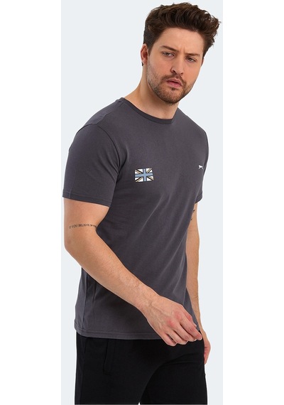 Slazenger PACET Erkek Baskılı Koyu Gri Tişört