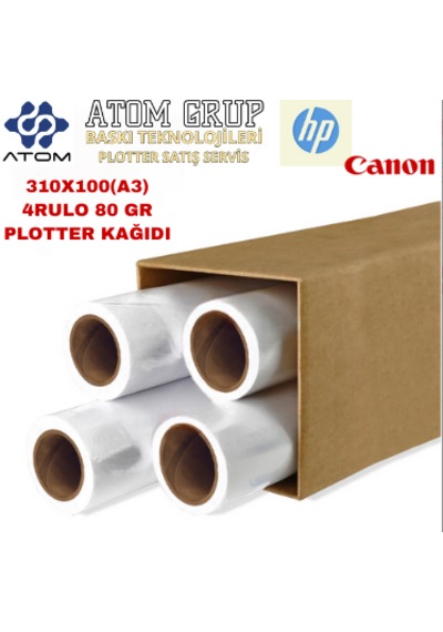 310mmx100mt A3 80 Gr 3koli 12 Rulo Atomplotter Kağıdı