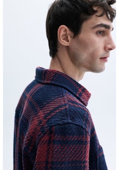 Mudo Erkek Erkek İndigo Comfort Fit Ekoseli Casual Ceket 1264145