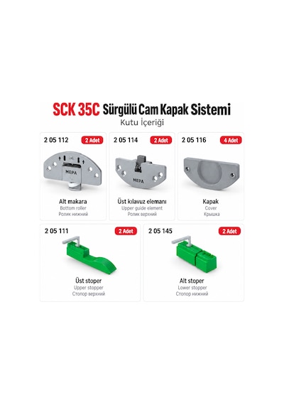 Sck 35 C Ayarlı Sürgülü Cam Kapak Mekanizması
