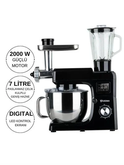 Yasomi Sm 1511bml Led Ekranlı Kıyma Çekme Aparatlı Blender Stand Mikser Mutfak Şefi Siyah -teşhir