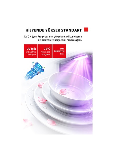 Toshiba DW-14F6ME W TR Uv Hijyen Ve Breez Dry Kurutma 8 Programlı Bulaşık Makinesi Beyaz