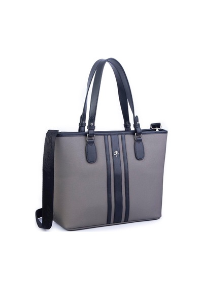 Nas Bag Kadın Omuz Çantası Spor Şık Ayarlanabilir Omuz Askılı Gri Siyah Lacst 33x27x12 Cm Gri - Siyah