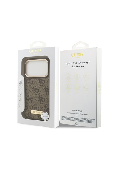 Apple Uyumlu iPhone 17 Pro Kılıf Guess Lisanslı M-safeli 4g Desen Pu Metal Plaka Klasik Logolu Kahverengi Kahverengi Apple Uyumlu iPhone 17 Pro Kılıf Guess Lisanslı M-safeli 4g Desen Pu Metal Plaka Klasik Logolu Kahverengi Kahverengi