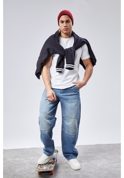 Cedy Denim Cedy Denım Yüksek Kalite Erkek Yüksek Bel Skater Baggy Jeanpantolon C362 Açık Mavi