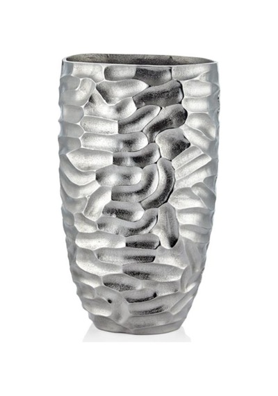 Lamedore Comb Gümüş Büyük Vazo 22 X 27 X 43 Cm Gümüş