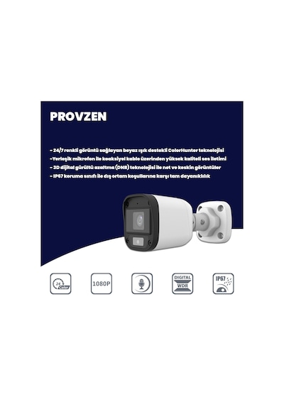 Provzen Unv Full Hd 10 Kamera Renkli Gece Görüş Mikrofonlu Olay Anında Bildirim