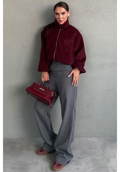 Madmext Bordo Kaşe Bomber Kadın Ceket Mg2902