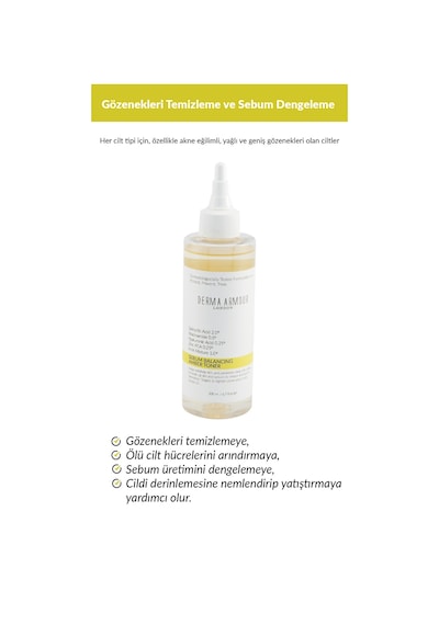 Derma Armour Amber Sebum Balancing Akne ve Siyah Nokta Karşıtı Tonik 200 ML