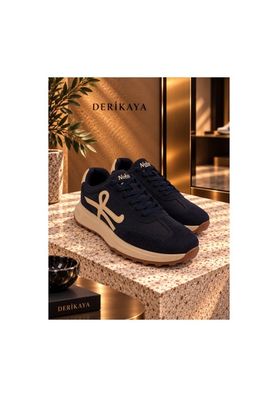 Derikaya Erkek Bağcıklı Kontrast Tabanlı Günlük Sneaker Lacivert