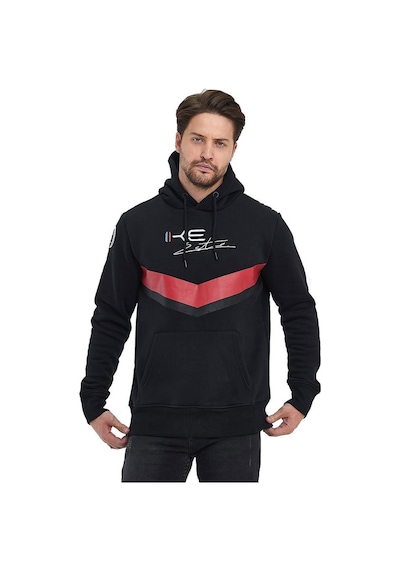 Adams Siyah Kapüşonlu Mavi/kırmızı Baskılı Kanguru Cepli Sweatshirt Siyah