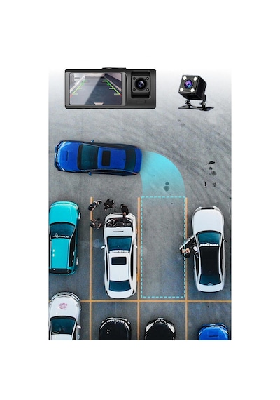 Cr50 3 Kameralı Araç İçi Kamera Seti 2.0 İnç Ips Ekran, Full Hd 1080p Ön / Kabin / Arka Kamera, Park Modu, G-sensör & Gece Görüş Destekli Dash Cam