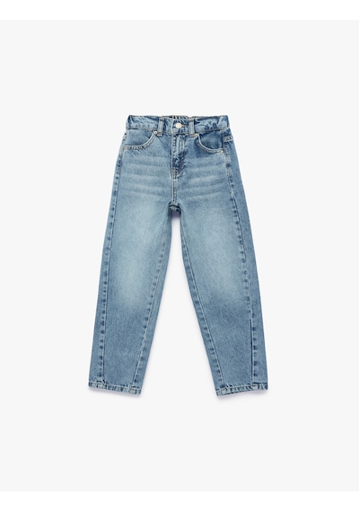 Koton Beli Lastikli Düğmeli Rahat Kesim Denim Pantolon Lıght Indıgo 6skb40008td Açık Mavi Koton Beli Lastikli Düğmeli Rahat Kesim Denim Pantolon Lıght Indıgo 6skb40008td Açık Mavi
