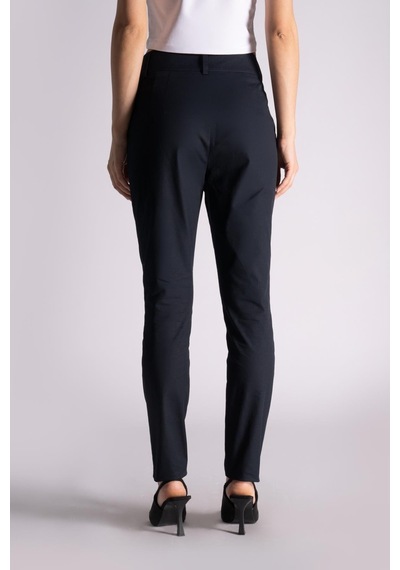 Braccas Kadın Yandan Cepli Pamuklu Chino Yüksek Bel Slim Fit Pantolon Siyah Siyah