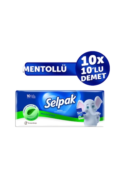 Selpak® Mentollü Mendil 10'lu 10 Paket