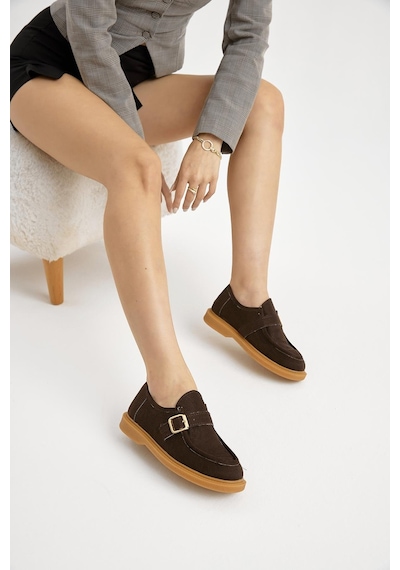 Tonny Black Termo Taban Süet Görünümlü Tokalı Kadın Kahve Günlük Loafer Tbmhh035 Kahve