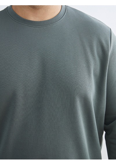 Lcwaıkıkı Classic Yeşil Büyük Beden Bisiklet Yaka Erkek Sweatshirt