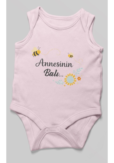 Morivokids Annesinin Balı Sıfır Kollu Bebek Body %100 Pamuk Bebe Pembe