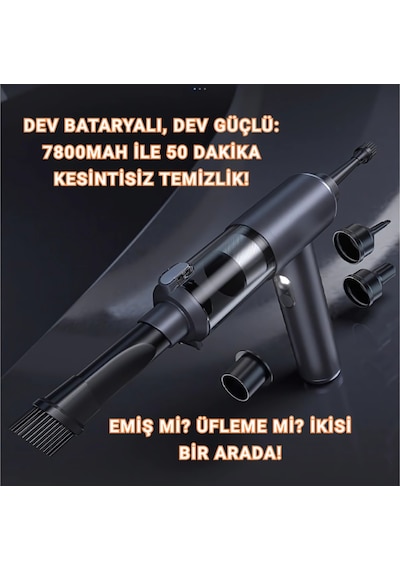 Polham 130w 20.000pa 7800mah Şarjlı Profesyonel Araç Süpürgesi, Led Işıklı Oto Süpürge Ve Üfleme Makinası