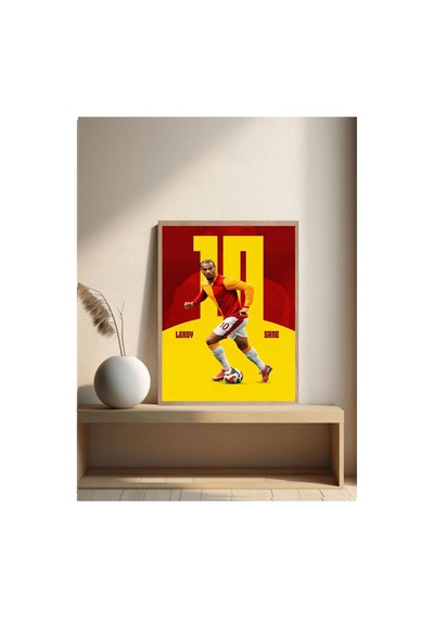 Leroy Sane Poster Tek Parça Doğal Ahşap Çerçeveli Tablo Çok Renkli - 818960448 Çok Renkli