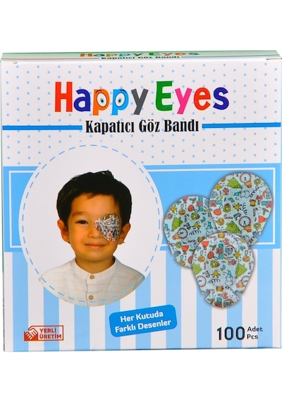 Happy Eyes Çocuk Göz Kapama Bandı 100'Lük Kutu Göz Pedi