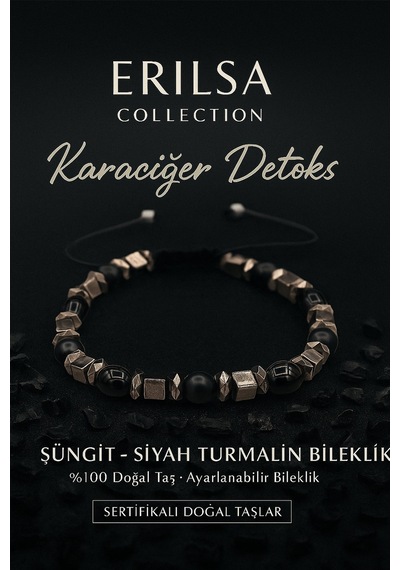 Sertifikalı Şungit Ve Siyah Turmalin Karaciğer Bilekliği Çok Renkli