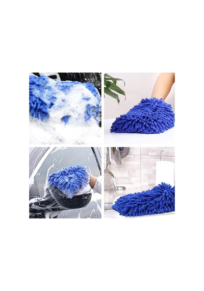 Trobus Peluş Oto Yıkama Eldiveni Süngerli Büyük Boy 22x19 Cm Mavi
