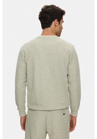 UCLA Luca Kemik Rengi Bisiklet Yaka Krinkıl Hafif Kumaş Metal Logolu Standard Fit Erkek Sweatshirt