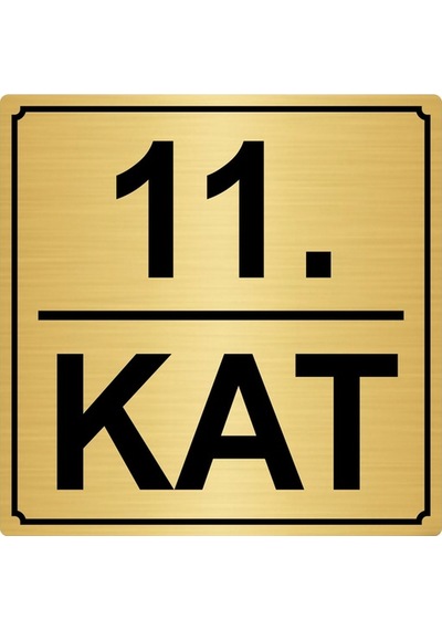 11.Kat 15Cmx15Cm Metal Yönlendirme Levhası Altın Renk Metal