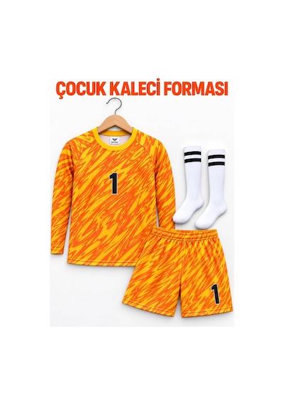 Yenteks Kaleci Forması Dijital Baskılı Uzun Kol Turuncu Renk Yetişkin Kaleci Forması Turuncu Turuncu