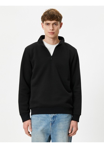 Koton Yarım Fermuarlı Sweatshirt Basic Dik Yaka Ribanalı Uzun Kollu Siyah 4sam70002mk Siyah Koton Yarım Fermuarlı Sweatshirt Basic Dik Yaka Ribanalı Uzun Kollu Siyah 4sam70002mk Siyah