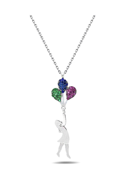 Brezza Lusso Jewelry Gümüş Balonlu Kız Gümüş Kolye Uçan Balon Kız Kolye (382035805) 45 CM